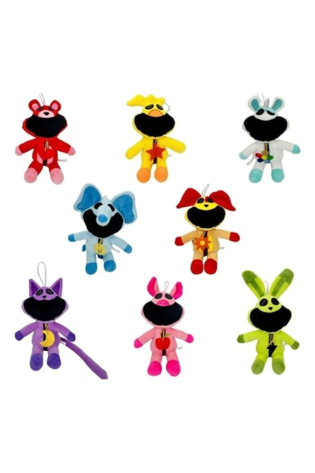 Fotografie produs: Set de 8 figurine de plus, Creaturile Zambitoare, Tip breloc, Multicolor, 18 cm