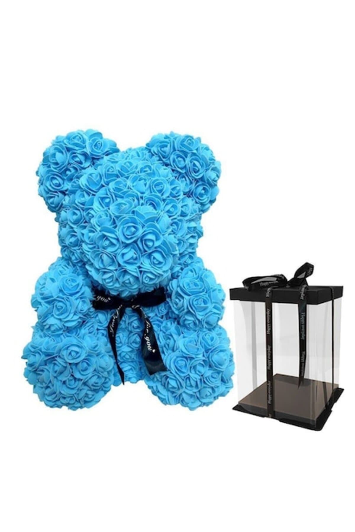 Fotografie produs: Ursulet de plus albastru cu flori