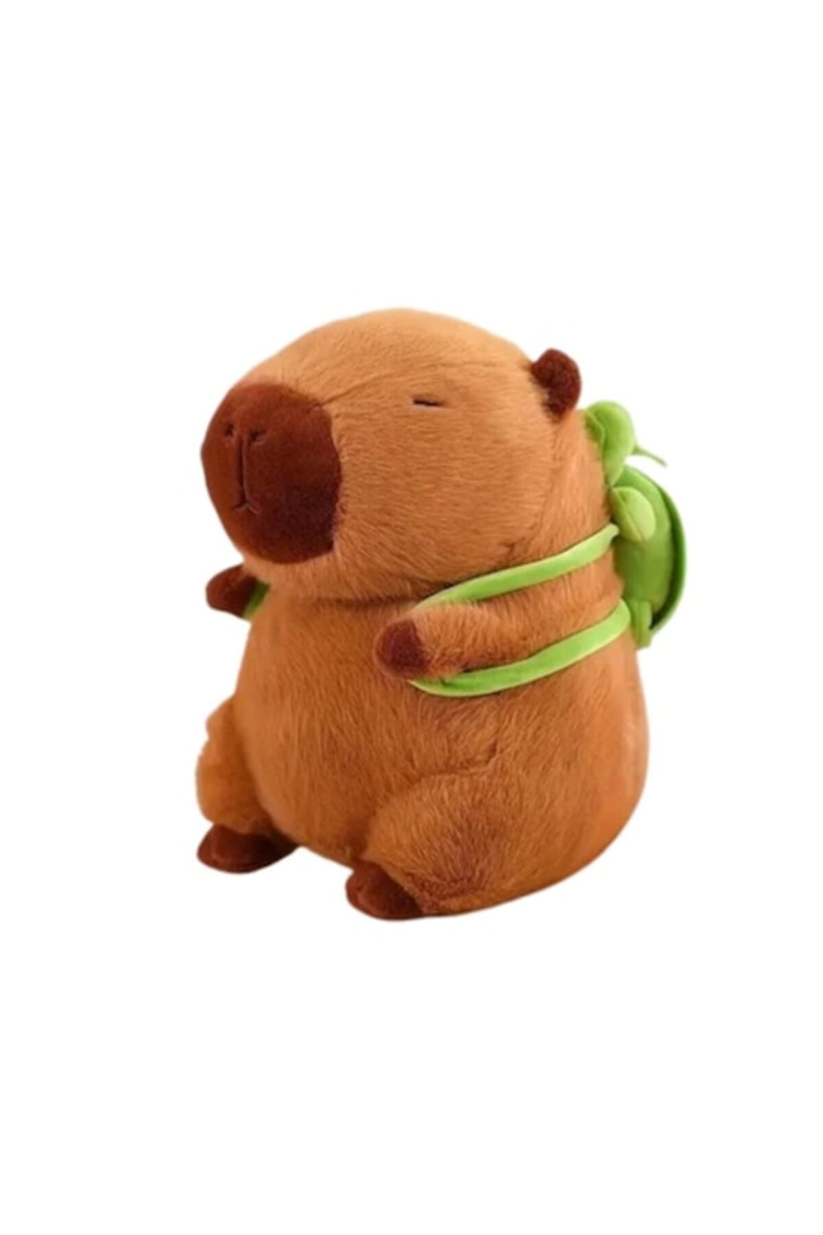Fotografie produs: Capibara de plus de 35 cm cu rucsac verde - Jucarie de plus Kawaii, cadou perfect