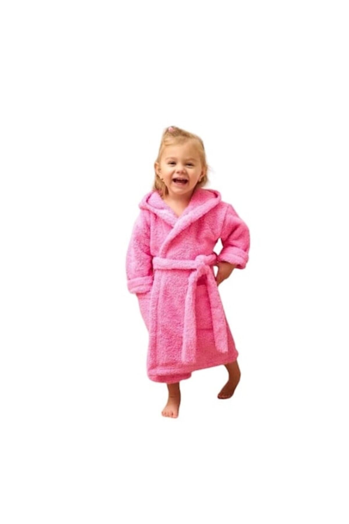 Fotografie produs: Halat de baie pentru copii cu gluga, curea reglabila si buzunar roz - Concept E EFRALL