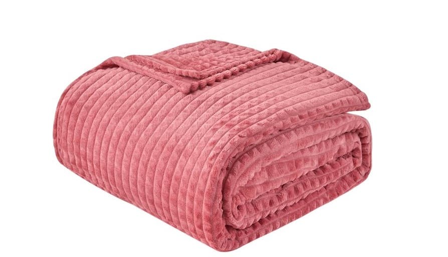 Fotografie produs: Patura cocolino pufoasa cu patratele, pat dublu, roz inchis, 200 x 230 cm-Concept E Efrall