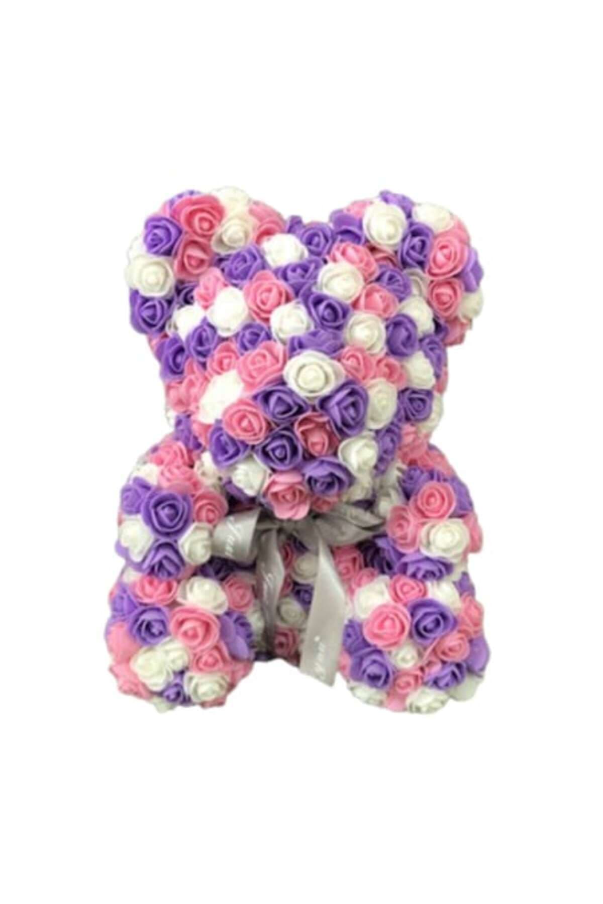 Fotografie produs: Ursulet multicolor cu trandafiri din spuma 25 cm