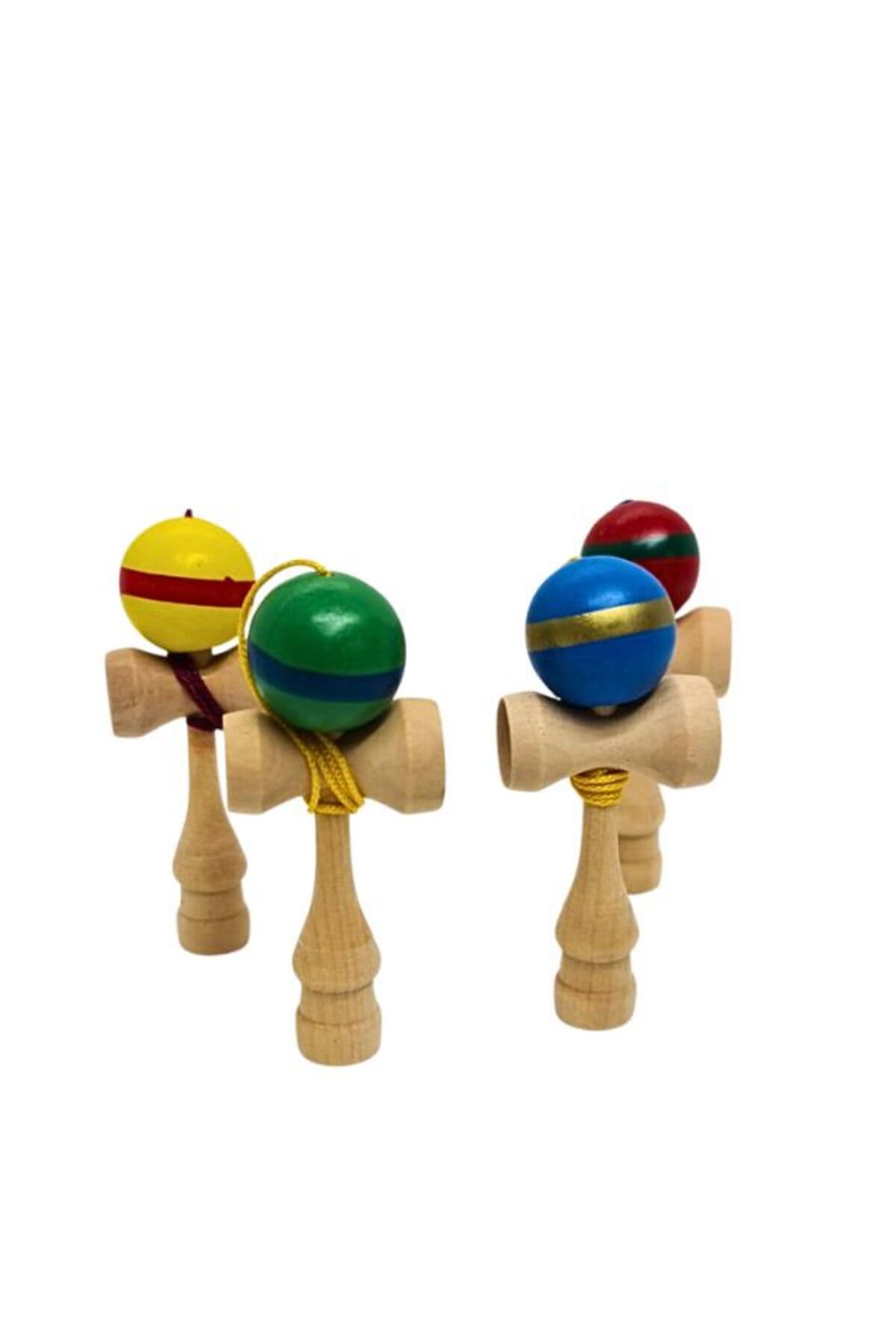Fotografie produs: Mini Kendama din Lemn, 8 cm, Culori Aleatorii, Joc de indemanare pentru Copii