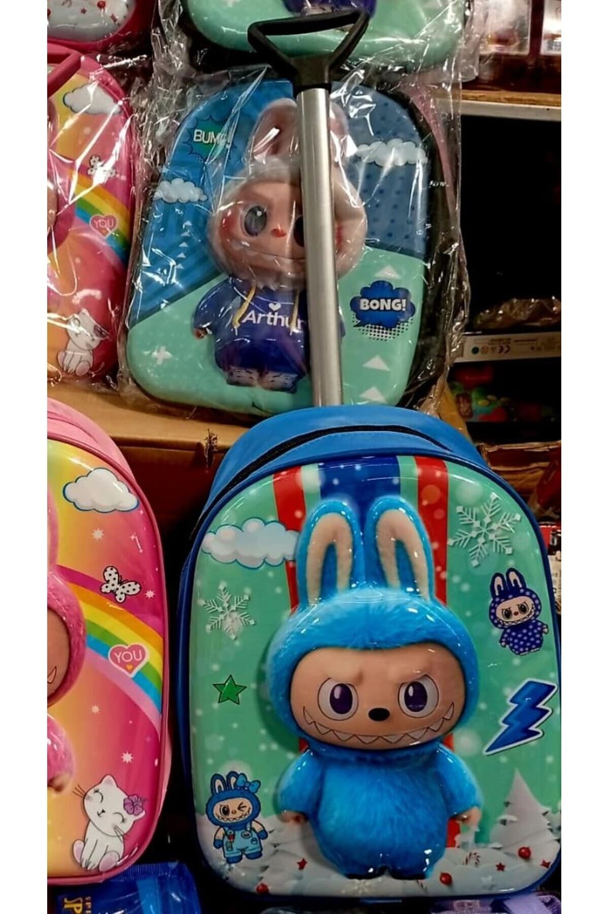 Ghiozdan trolley, LABUBU, ALBASTRU