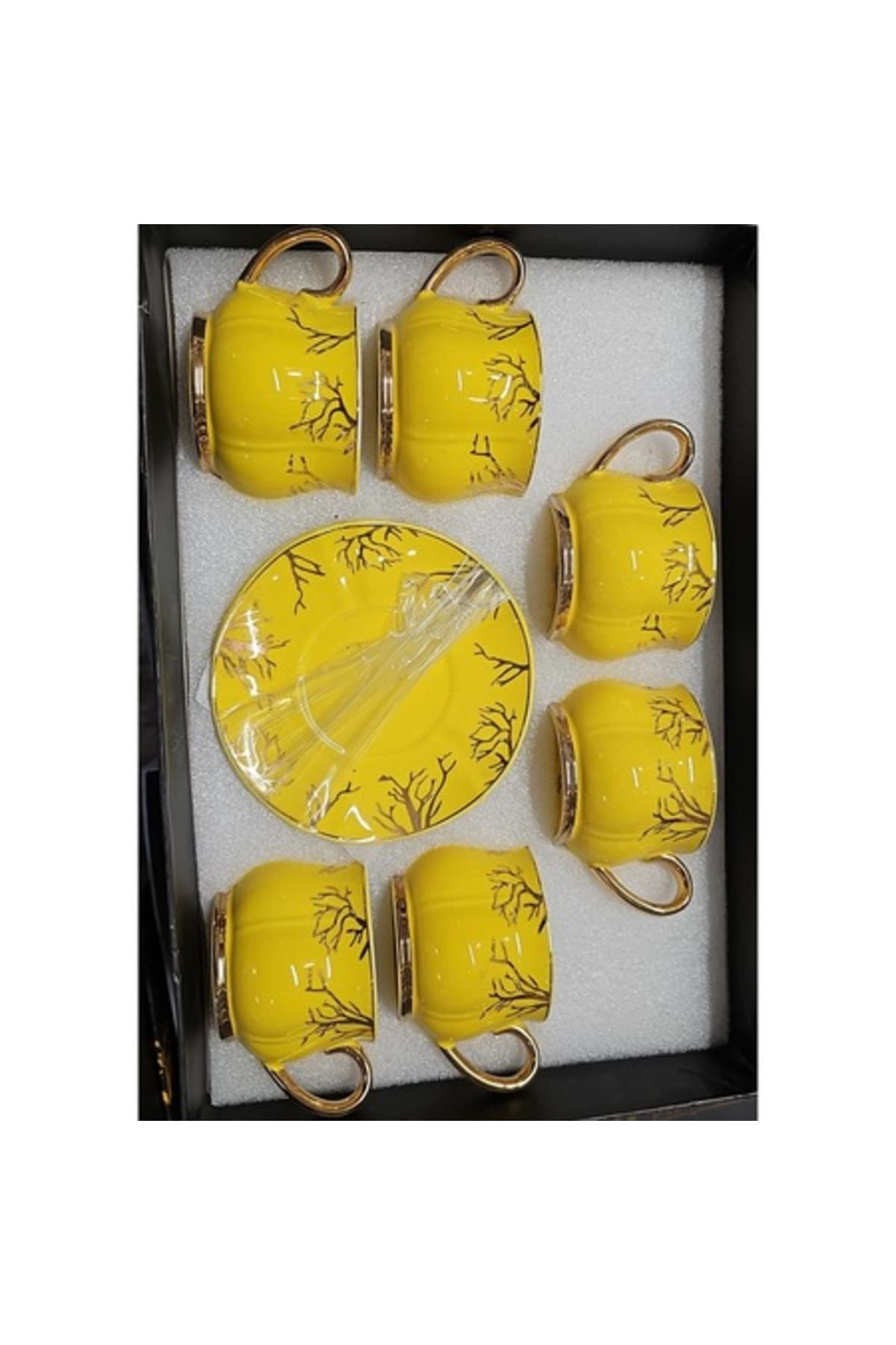 Fotografie produs: Set de 6 cesti de cafea galbene cu farfurii - Concept