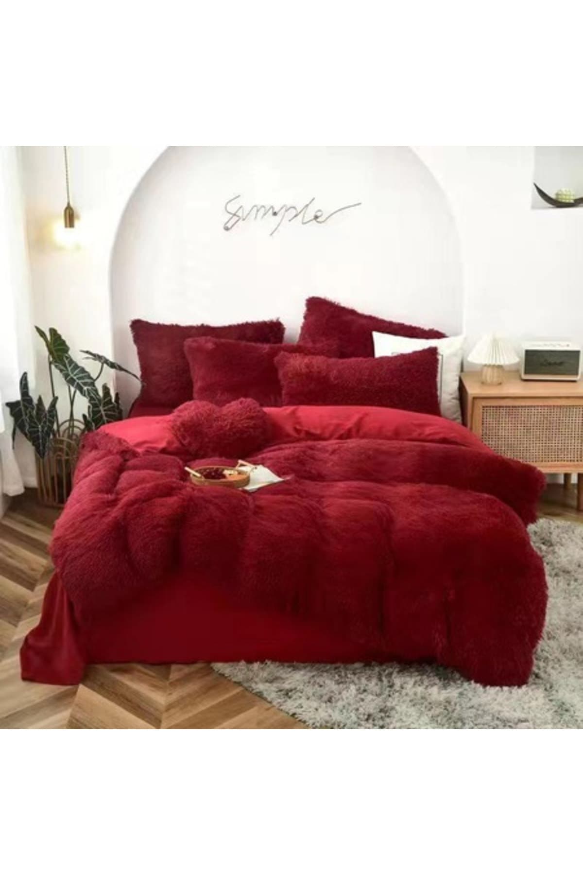 Fotografie produs: Set de lenjerie de pat Cocolino super pufos, 6 piese, pat dublu, rosu