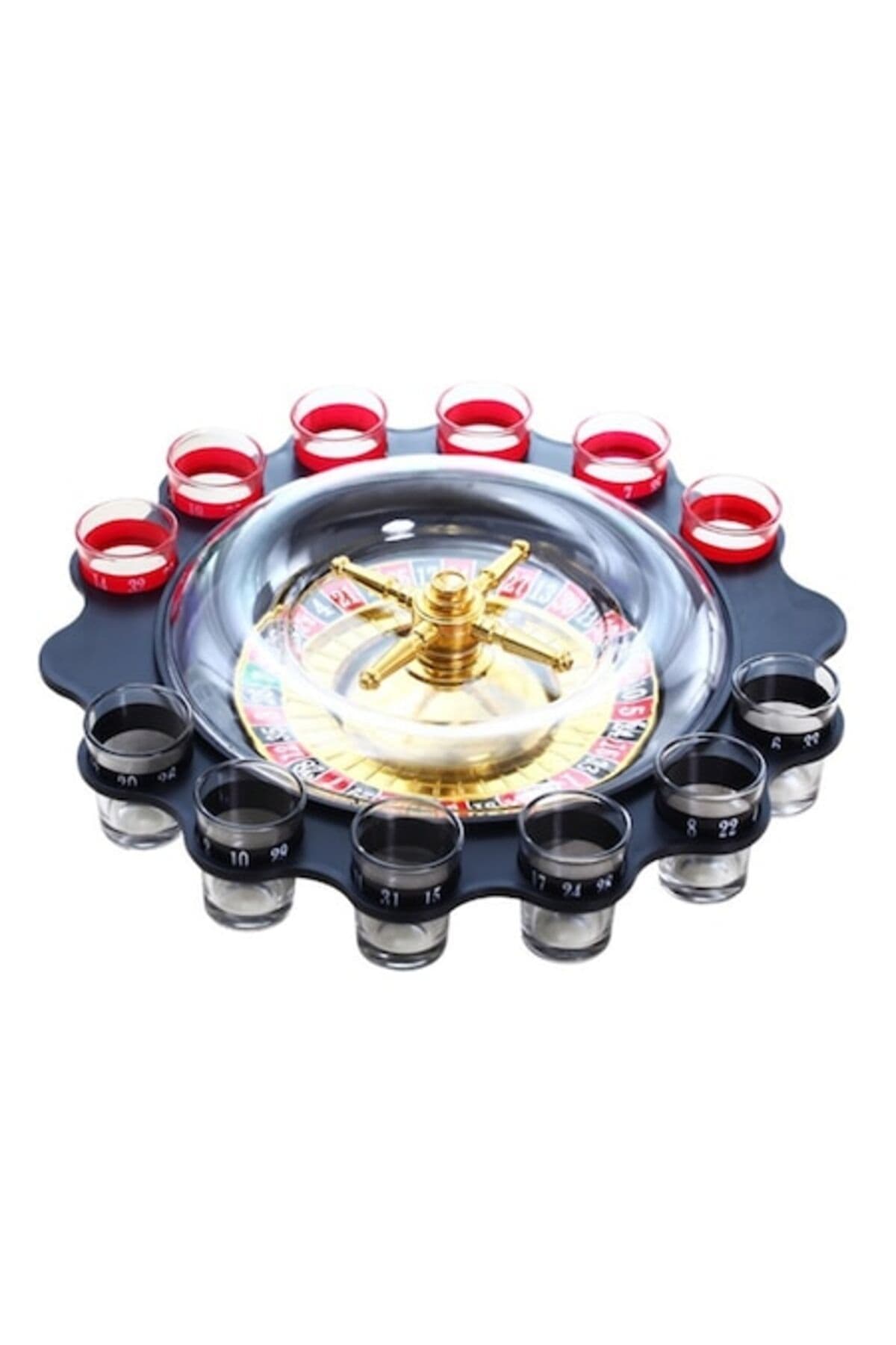 Fotografie produs: Ruleta cu 12 pahare de shot din sticla rosii si negre