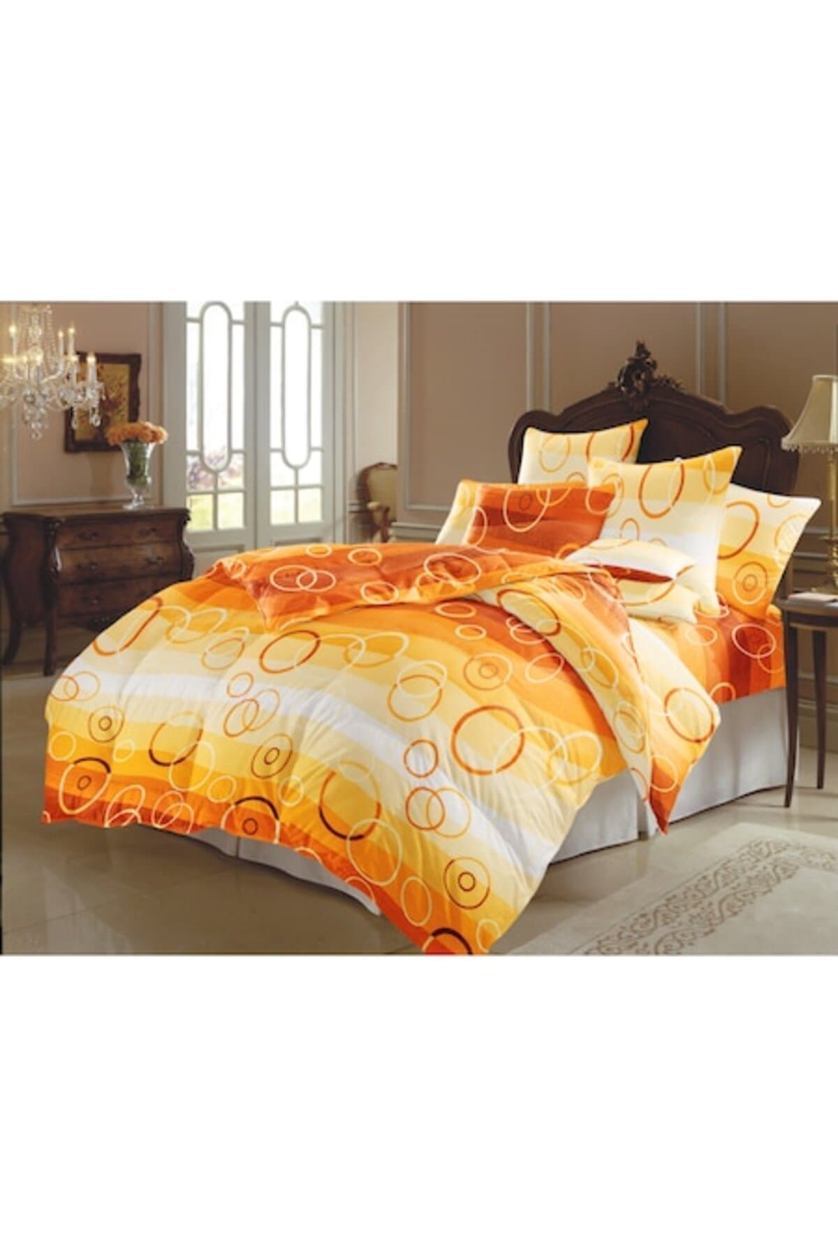 Fotografie produs: Lenjerie de pat (100% bumbac) Pat dublu, 220x240cm, Portocaliu, AUDI 2