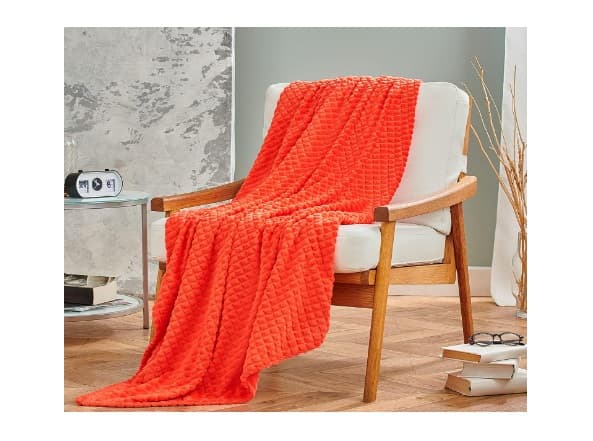 Fotografie produs: Patura cocolino pufoasa cu patratele, pat dublu, portocalie, 200 x 230 cm-Concept E Efrall