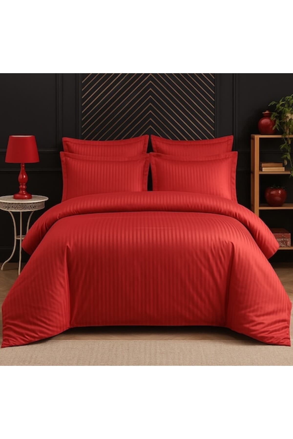 Fotografie produs: Set de lenjerie de pat Damasc, 6 piese, rosu