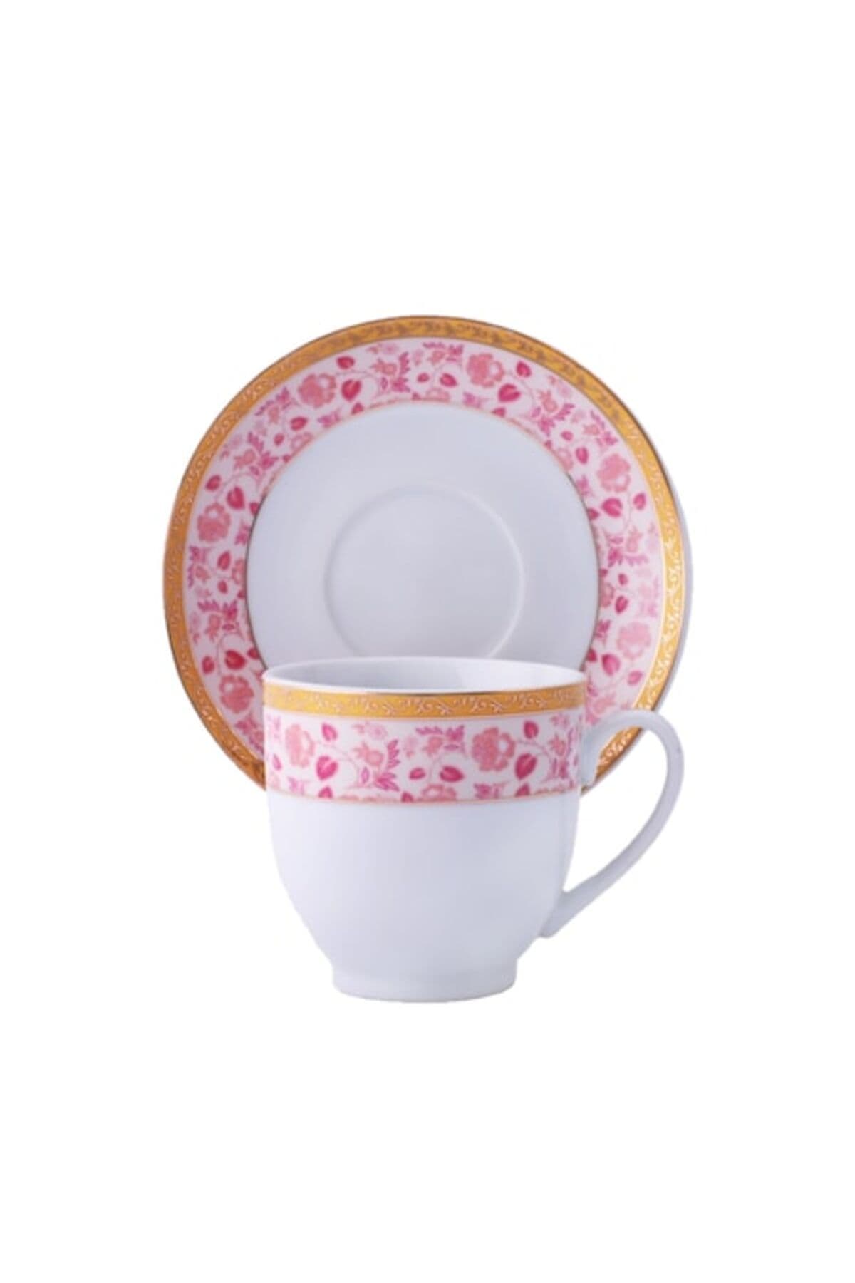 Fotografie produs: Set de cesti de cafea MALOOKI, 6 cesti + 6 farfurioare cu design multicolor, roz