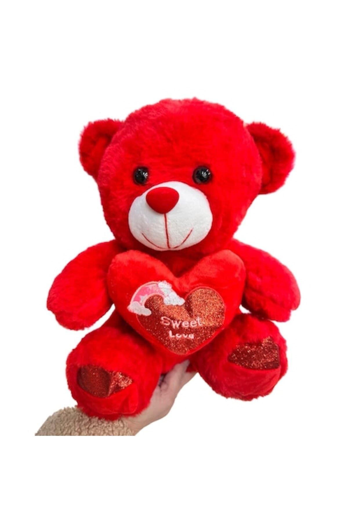 Fotografie produs: Ursulet de plus rosu, 30 cm, inima antialergica