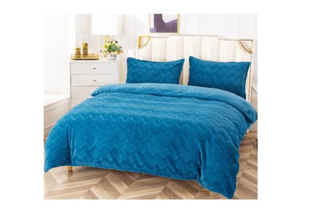 Fotografie produs: Lenjerie pat dublu, Super Pufoasa COCOLINO, 4 piese, Albastru-Concept E Efrall