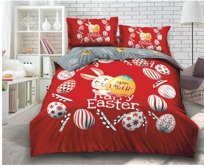 Fotografie produs: Lenjerie de pat,4 Piese bumbac finet, Tematica de Paste Happy Easter 200 x 230 cm -Concept E Efrall