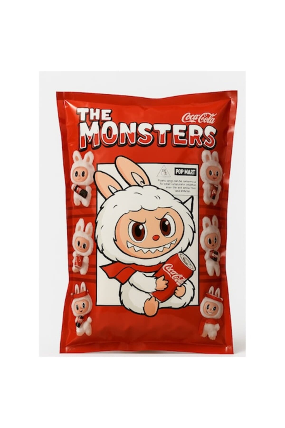 Breloc de plus premium Colectia Labubu, Coca Cola, Cutie pliabila, Pop Mart, 17 cm