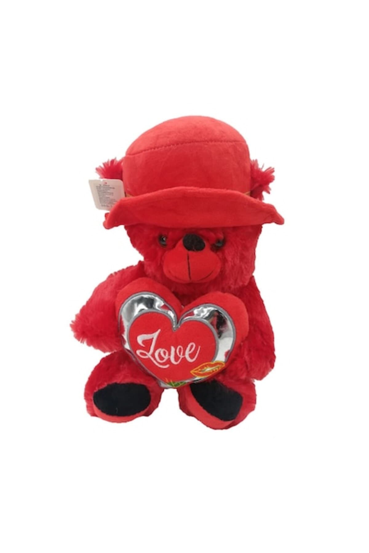 Fotografie produs: Ursulet de plus cu palarie, rosu - 40 cm