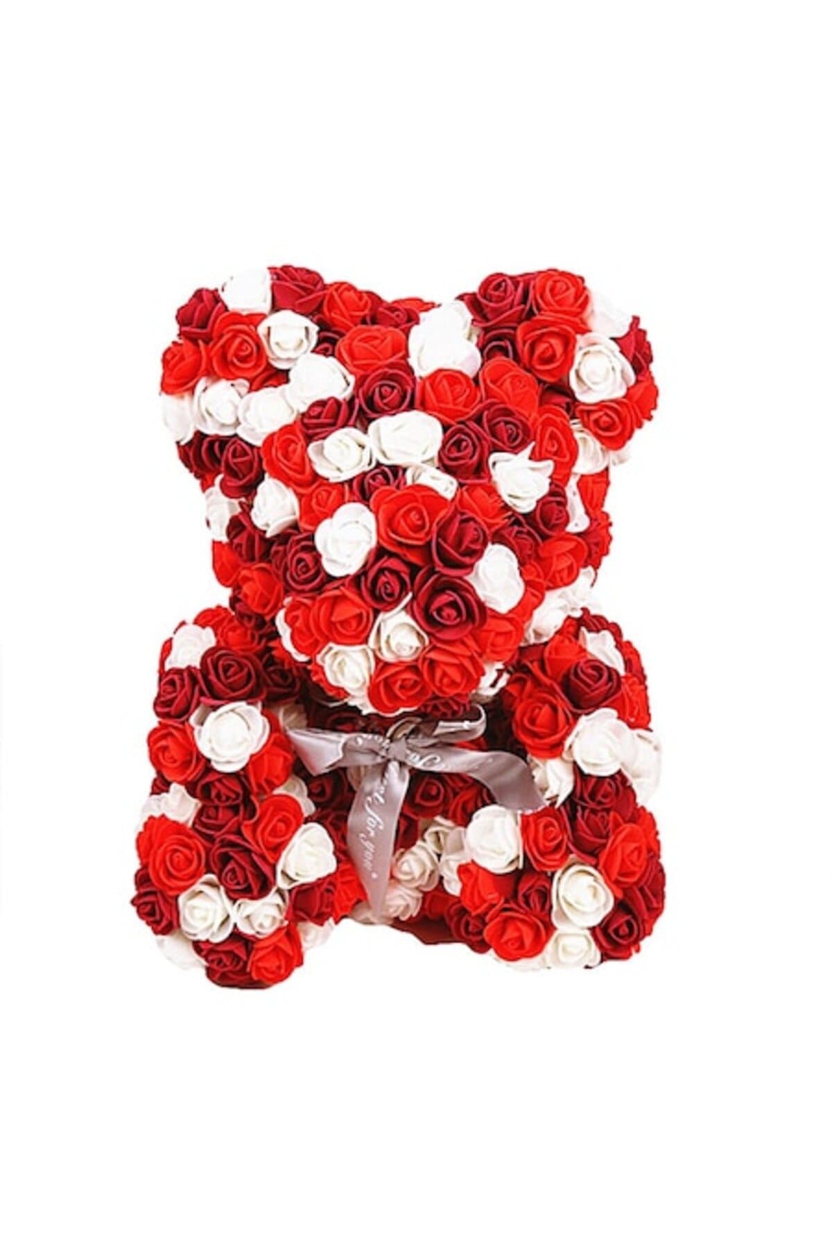 Fotografie produs: Ursulet de plus din sapun, trandafiri rosii si albe, 25 cm