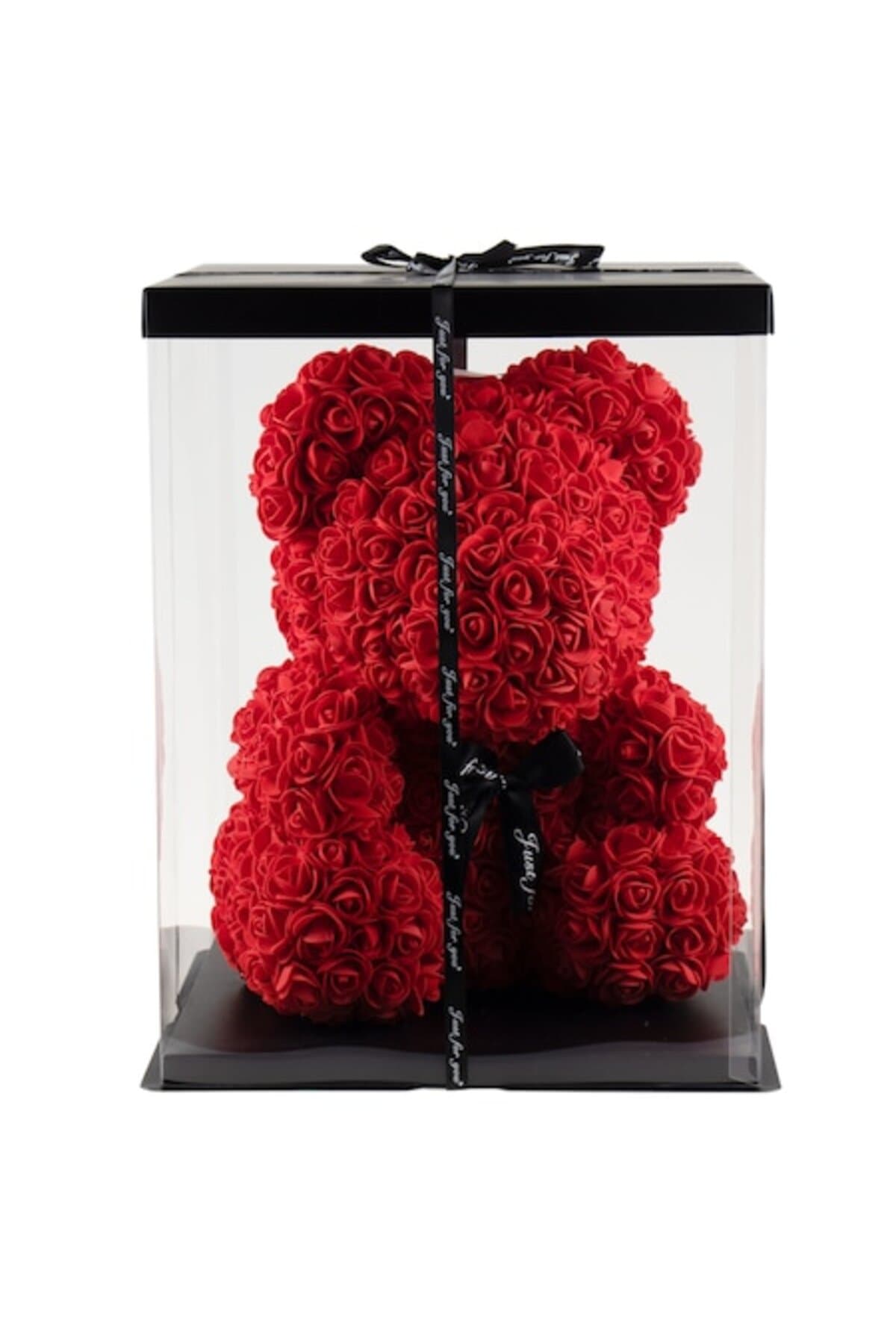 Fotografie produs: Ursulet de plus din spuma cu trandafiri + cutie, 35 cm, rosu