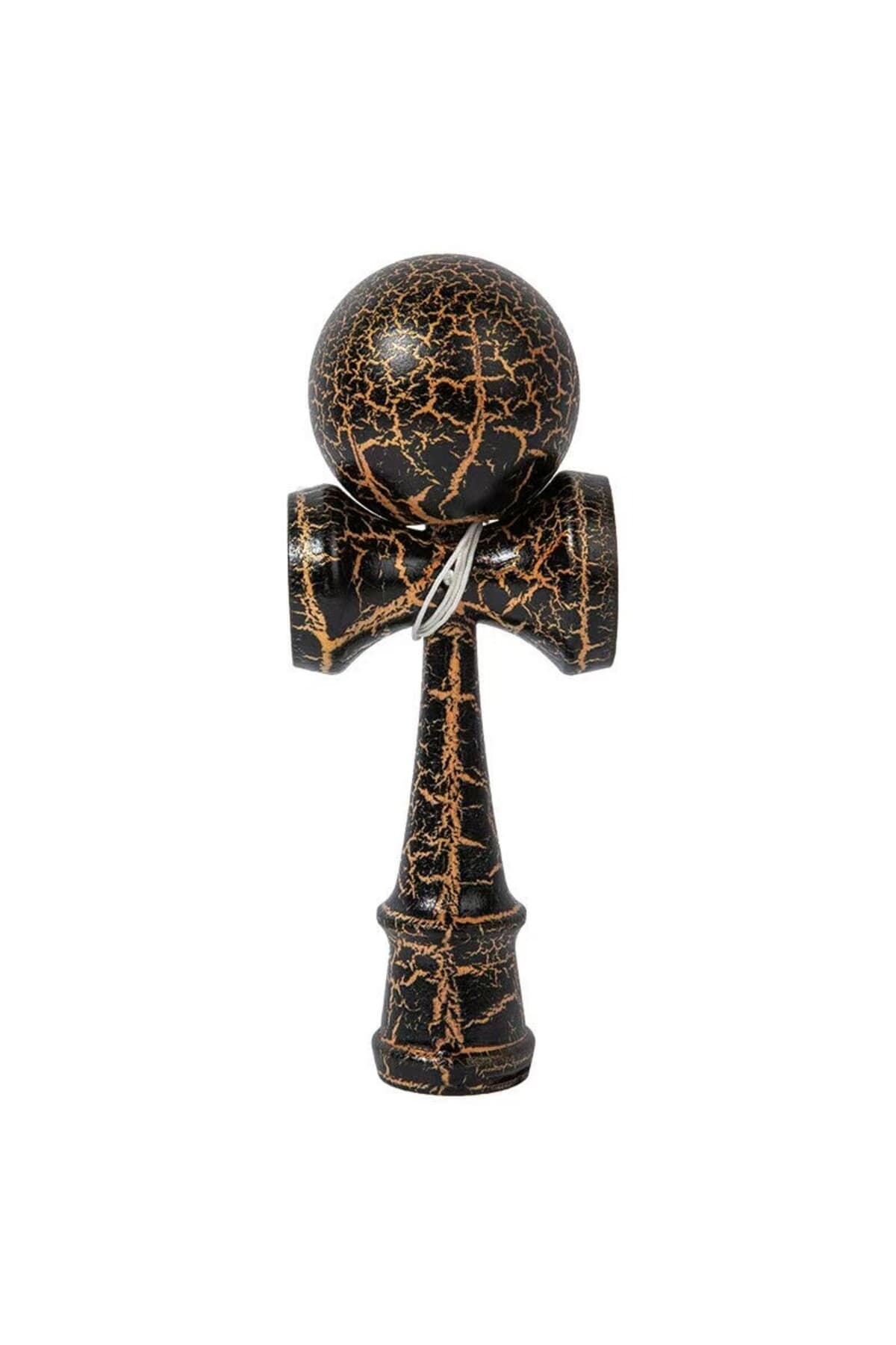 Fotografie produs: Kendama profesionala originala din lemn crapat, 18 cm, negru/auriu