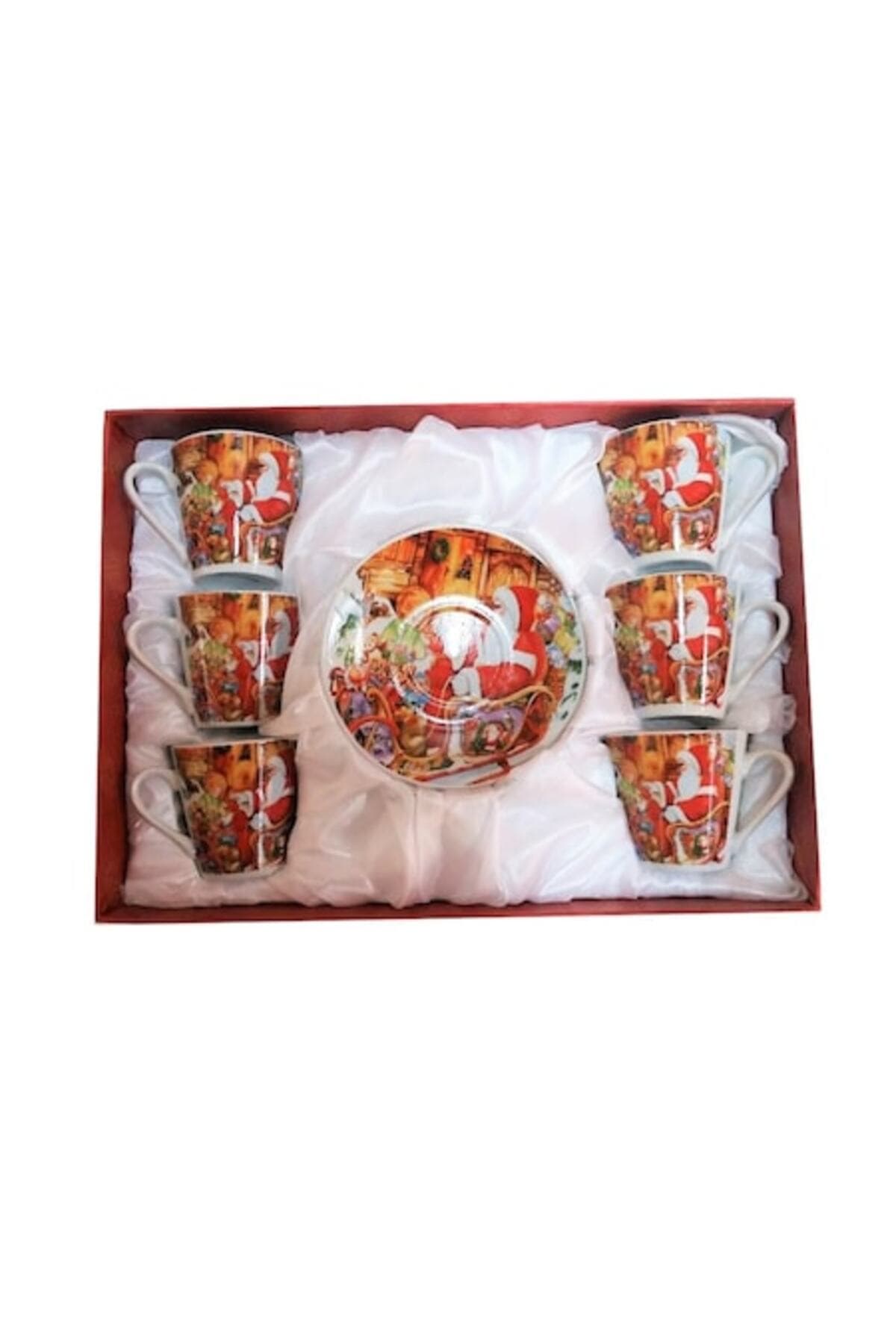 Fotografie produs: Set de 6 cesti ceramice cu farfurii, Mos Craciun, Eika, set cadou