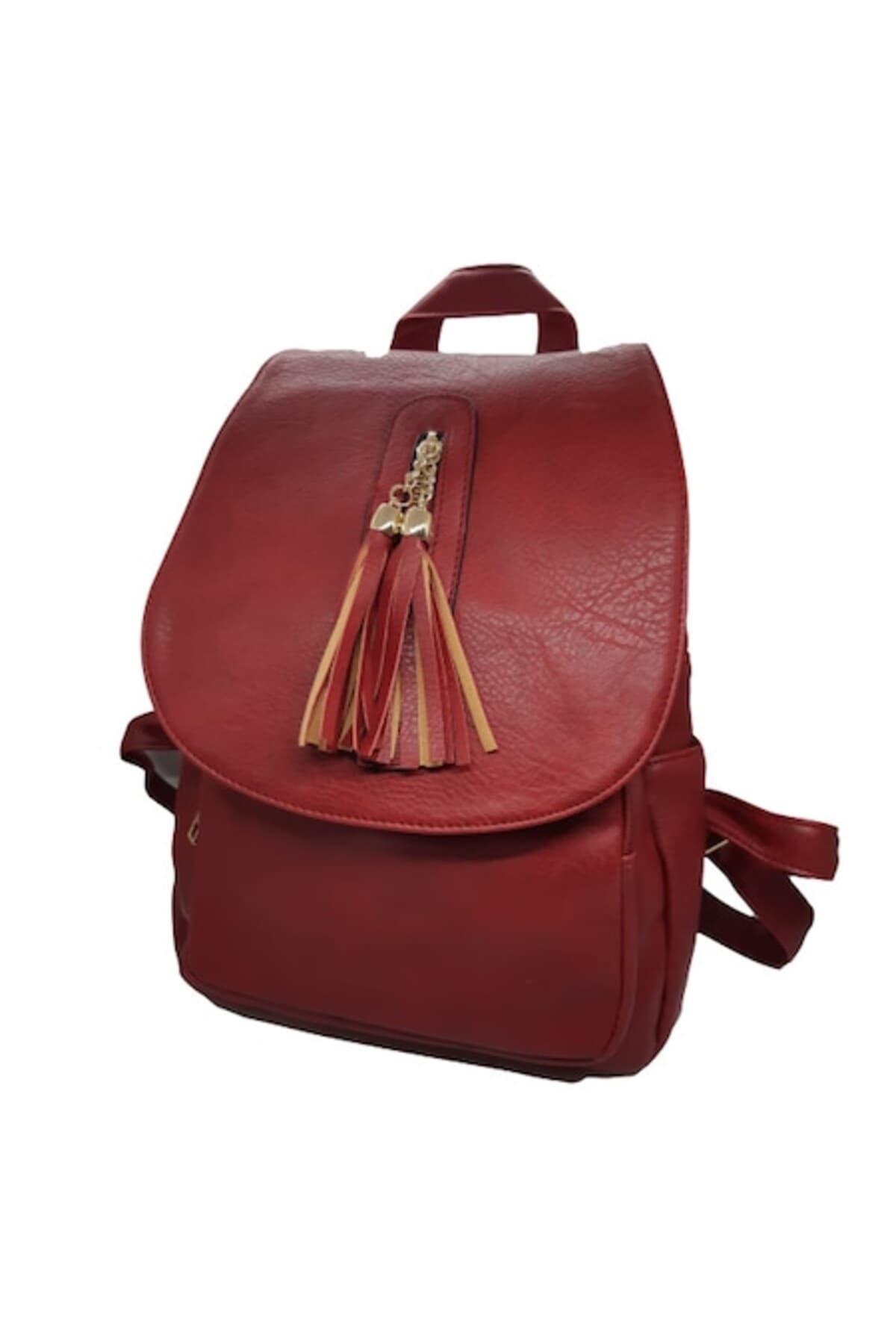Fotografie produs: Rucsac de dama rosu, 3 compartimente cu fermoar, buzunar spate cu fermoar