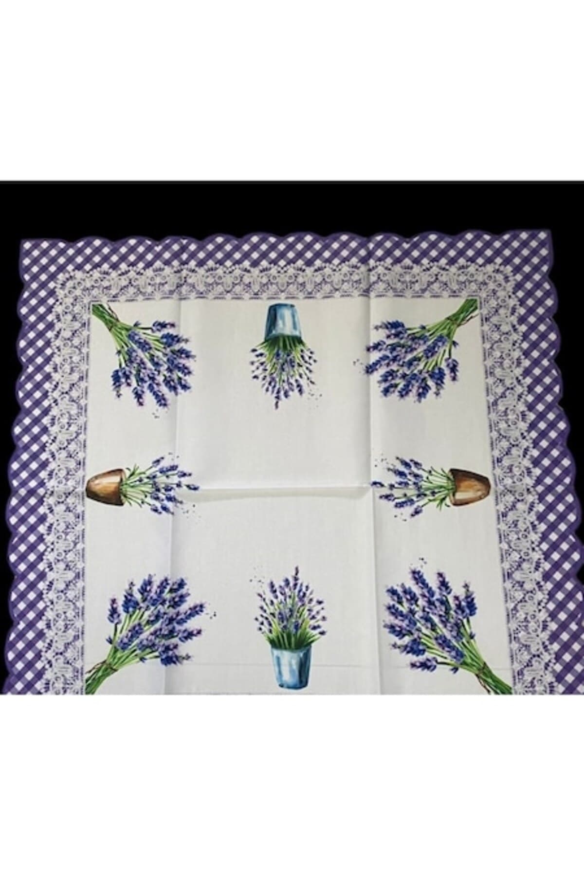 Fata de masa cu model floral mov, din material textil, 90 x 90 - Concept E Efrall