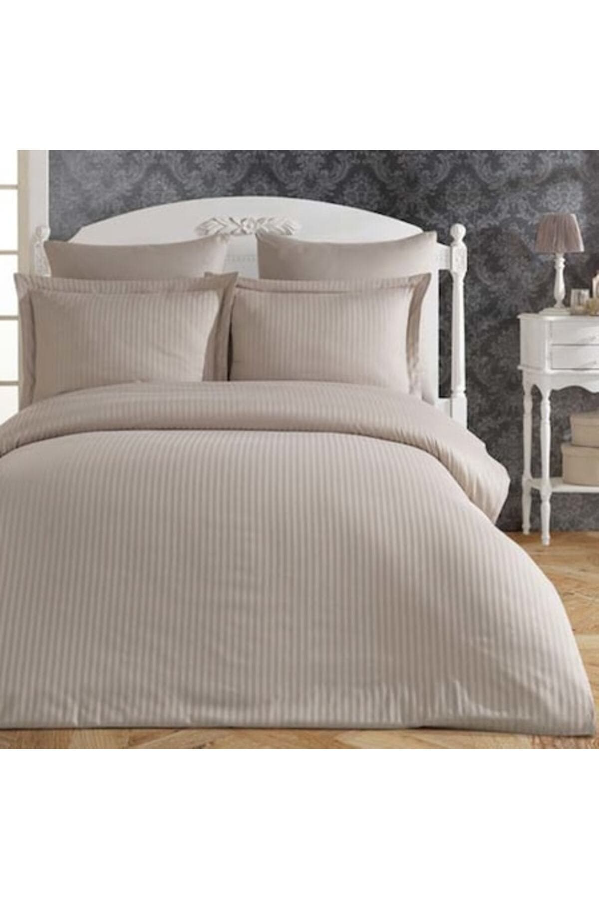 Fotografie produs: Set de lenjerie de pat din bumbac satinat, bej, 6 piese