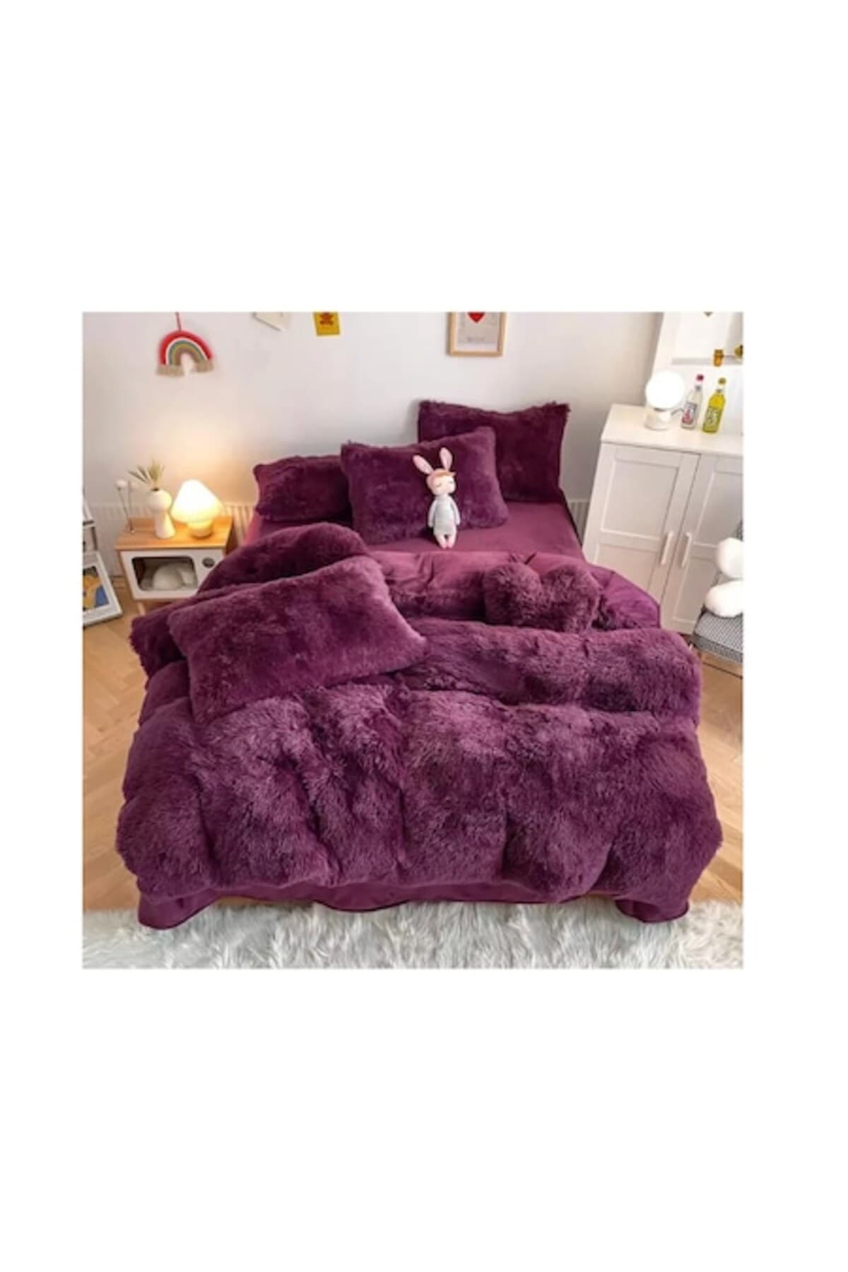 Fotografie produs: Set de lenjerie de pat Fluffy Cocolino, 6 piese, visiniu