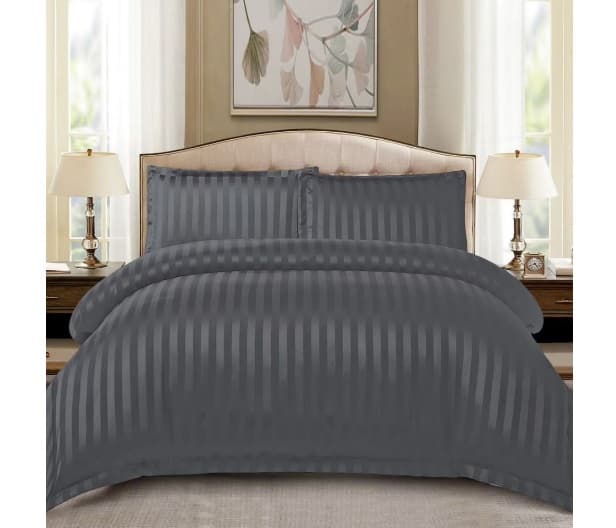 Lenjerie de pat din Damasc, pentru pat dublu, 6 piese-gri inchis 200 x 230 cm