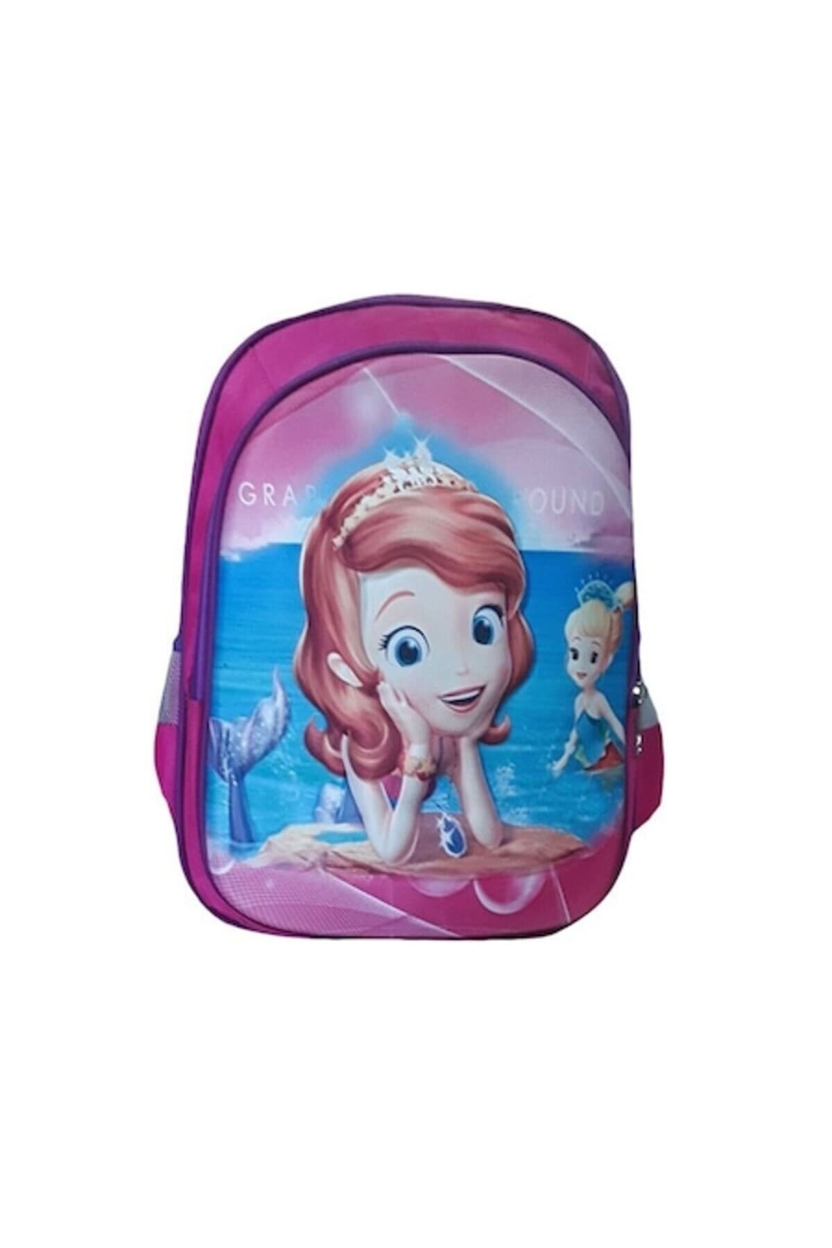 Ghiozdan, pentru scoala, clasele I - IV, 3D, 2 compartimente, ciclam, model sirena