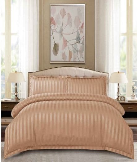 Lenjerie de pat din Damasc, pentru pat dublu, 6 piese- bej inchis 200 x 230 cm