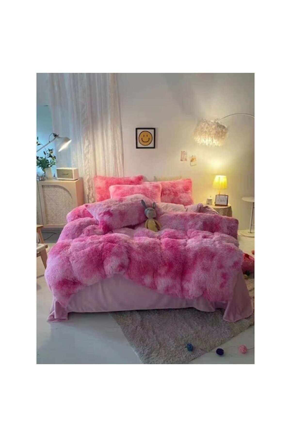 Fotografie produs: Set de lenjerie de pat Cocolino super pufos, 6 piese, pat dublu, ROZ-ALB