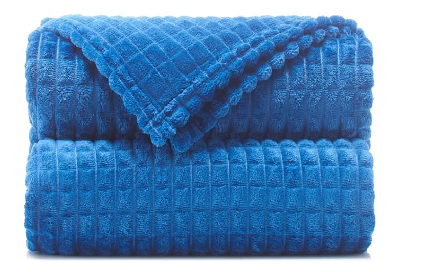 Fotografie produs: Patura cocolino pufoasa cu patratele, pat dublu, albastru, 200 x 230 cm-Concept E Efrall