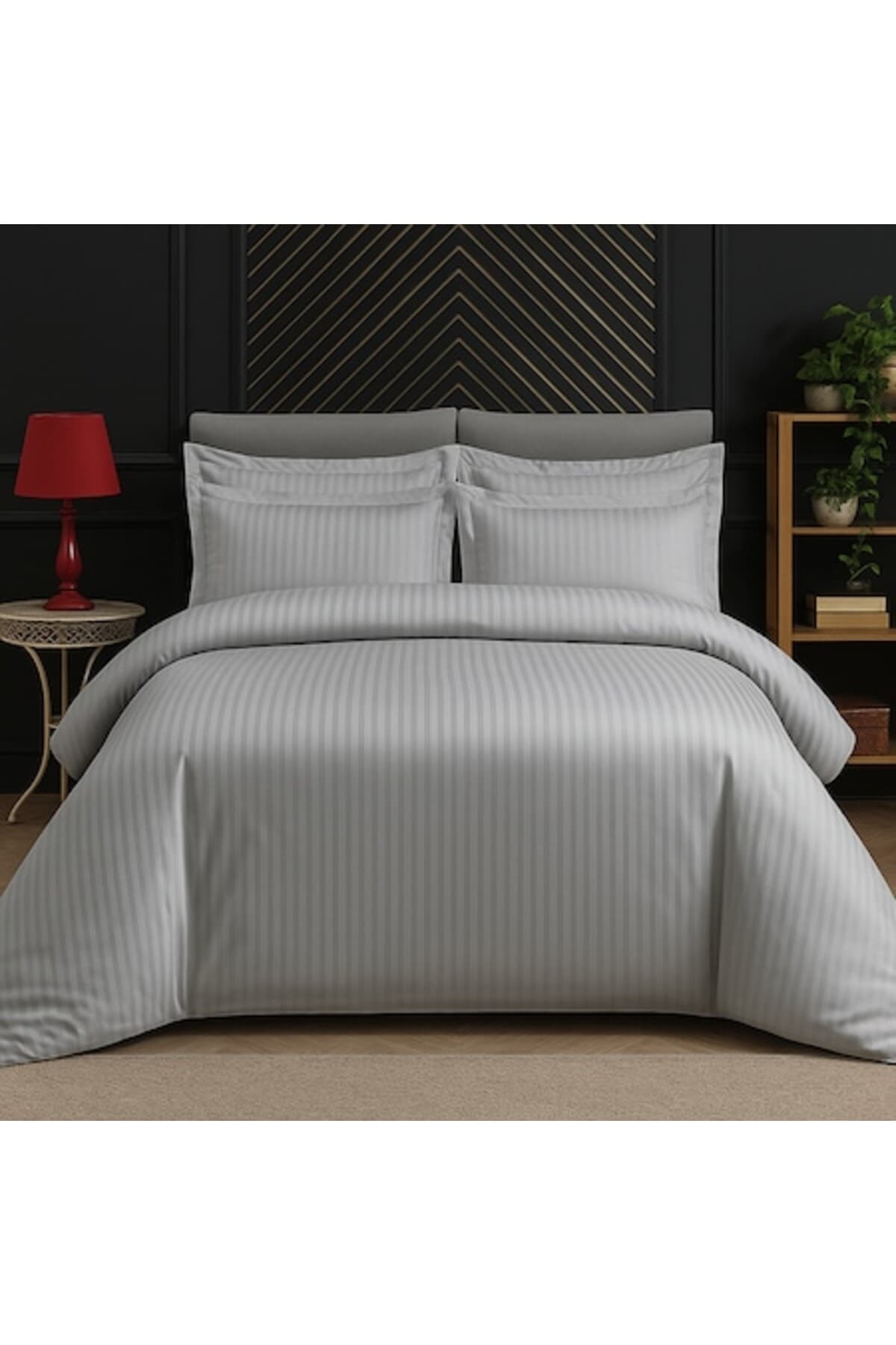 Fotografie produs: Set de lenjerie de pat Damasc, 6 piese, gri