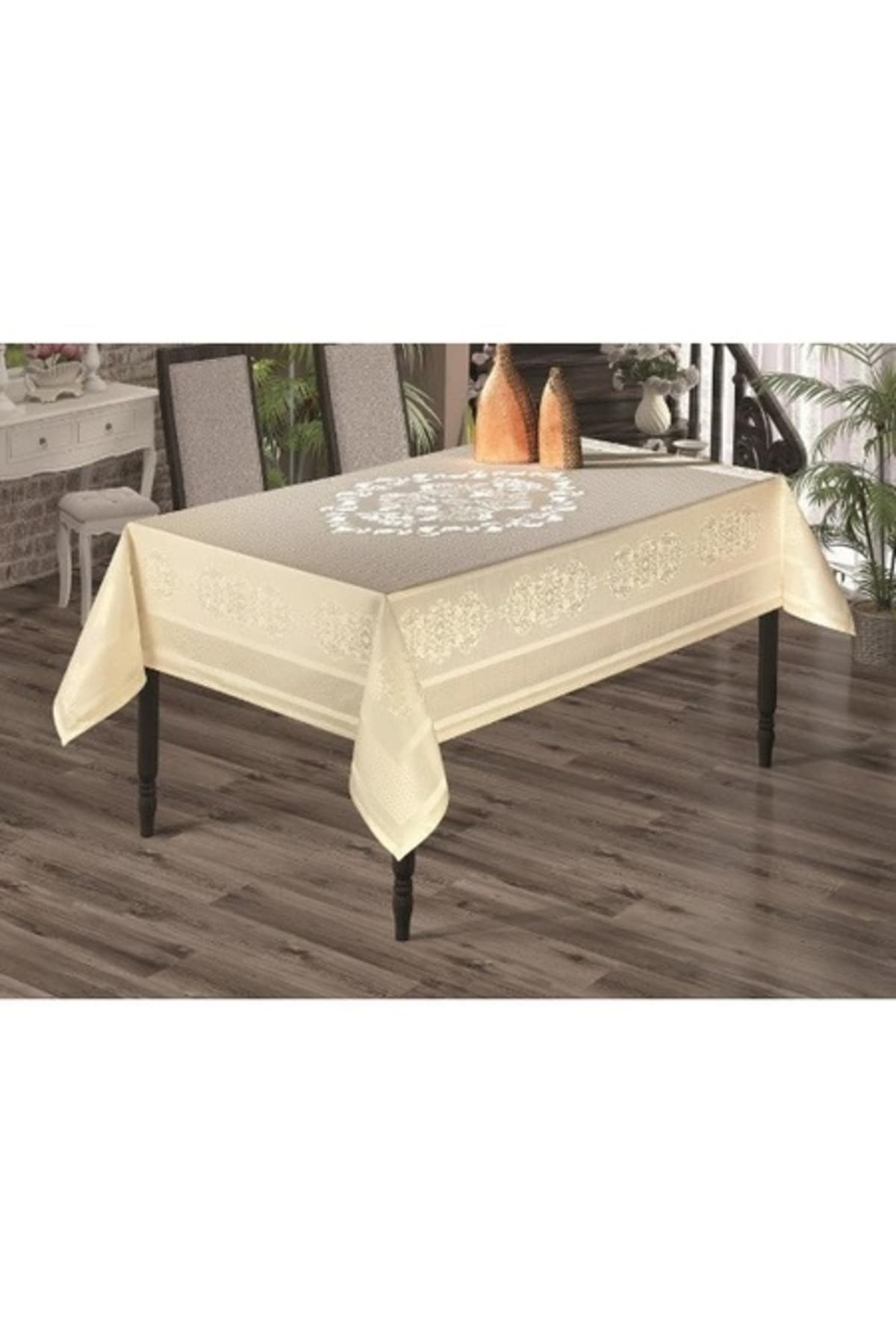Fotografie produs: Fata de masa JUMBO din bumbac cu model brodat 160 x 300, crem - Concept E Efrall