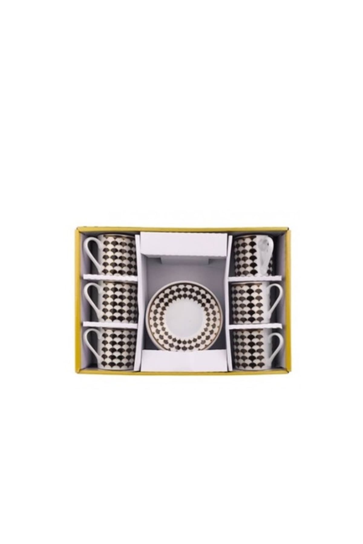 Set ceramic de sase cesti cu farfurii