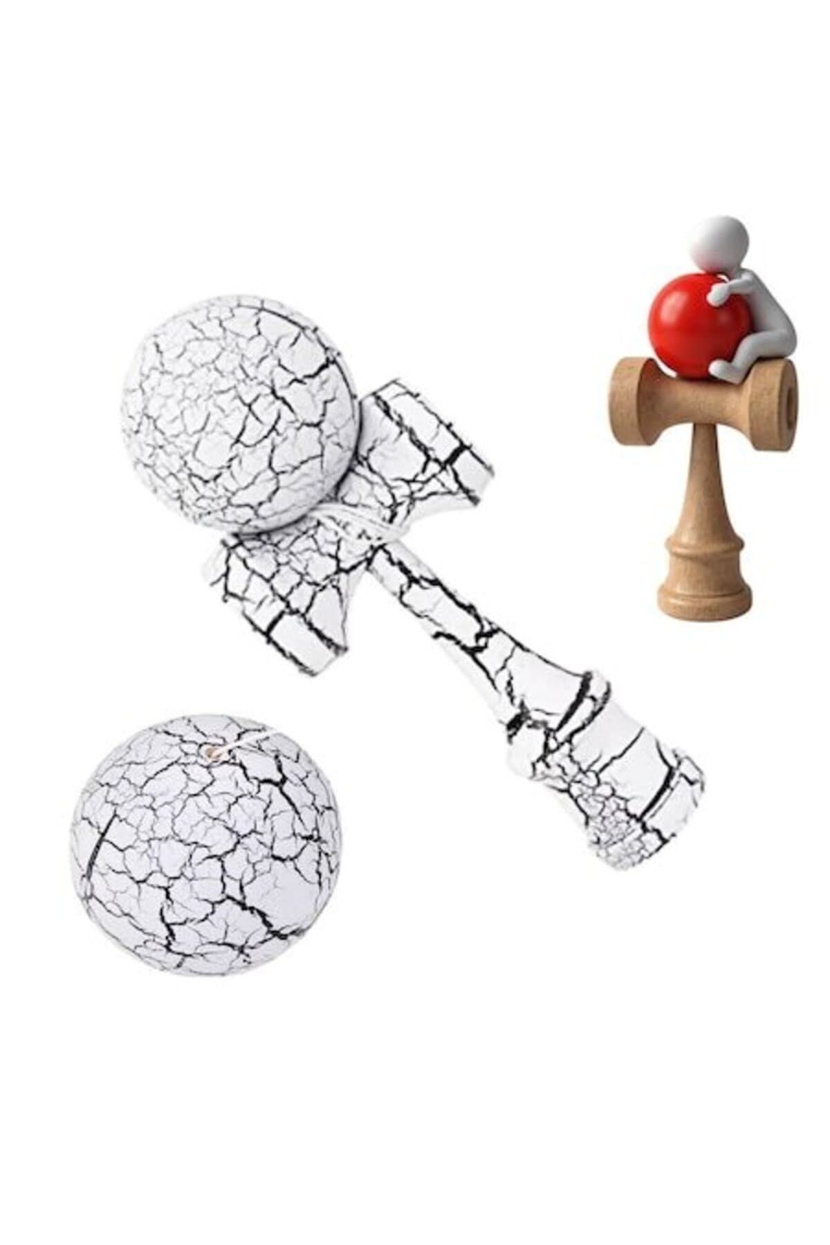 Fotografie produs: Kendama profesionala cu bila de lemn si finisaj artistic crack + autocolant pentru telefon