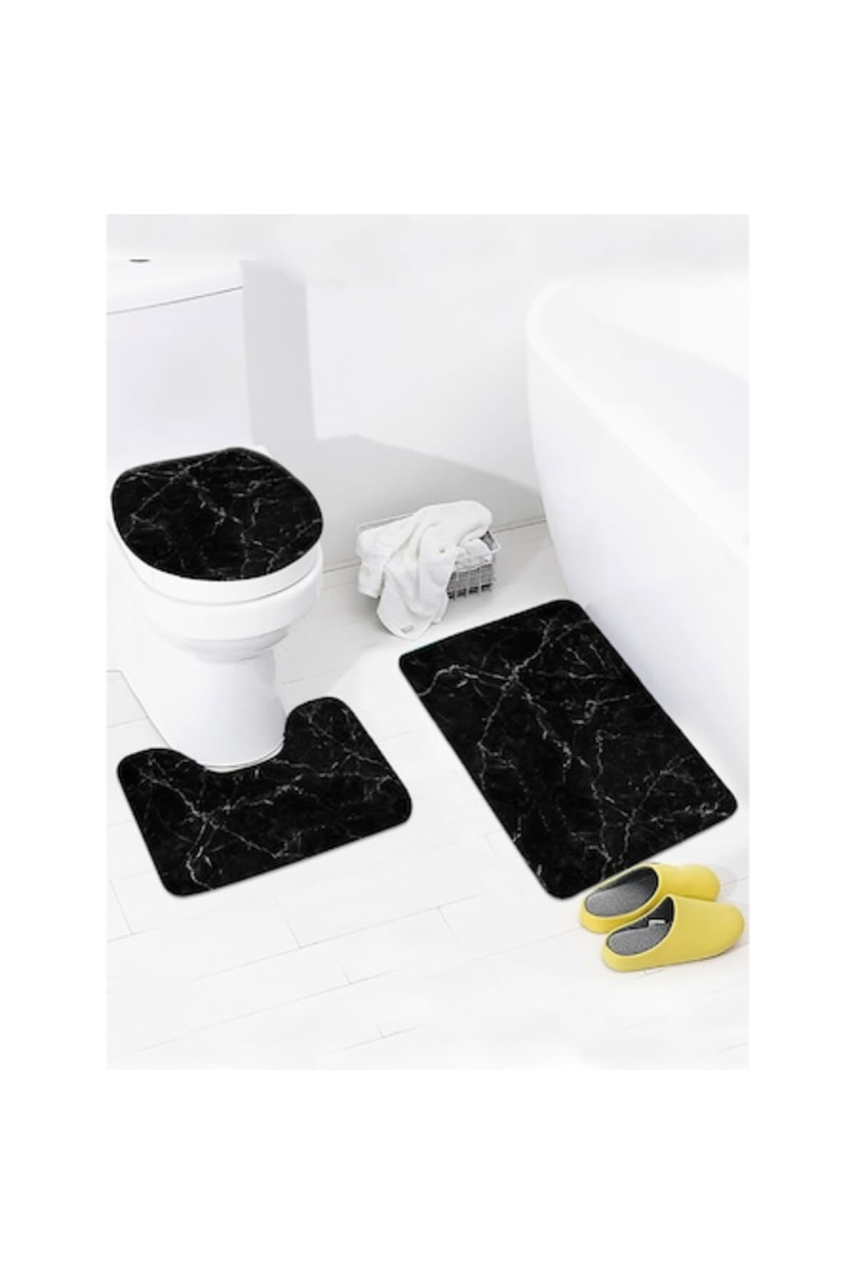 Fotografie produs: Set de 3 covorase de baie, marmura neagra