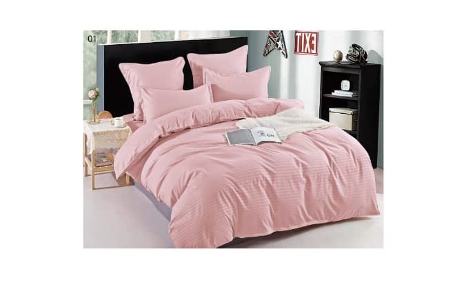 Lenjerie de pat din Damasc, pentru pat dublu, 6 piese-roz 200 x 230 cm