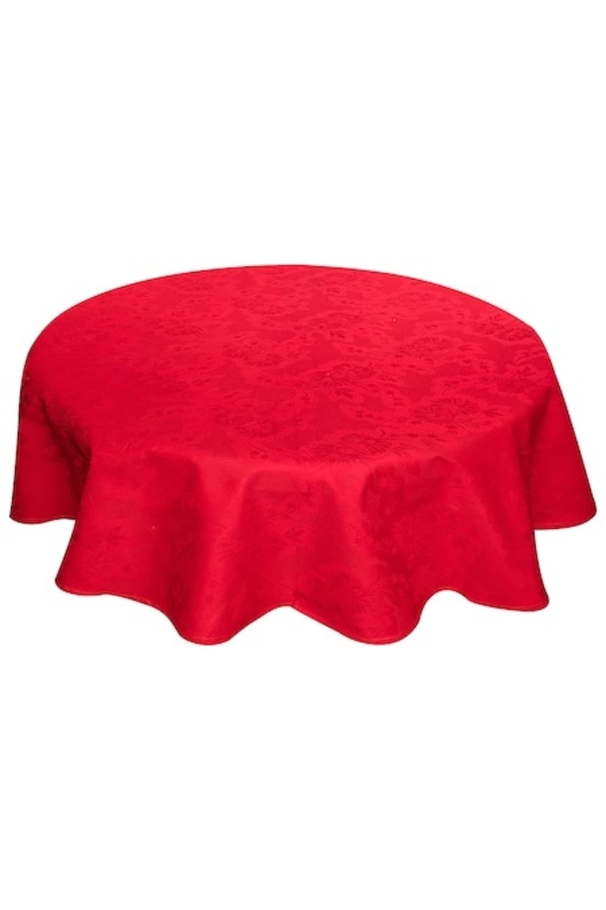 Fotografie produs: Fata de masa rotunda model Damask 201, diametru 150 cm, bumbac, rosu, model floral/simplu