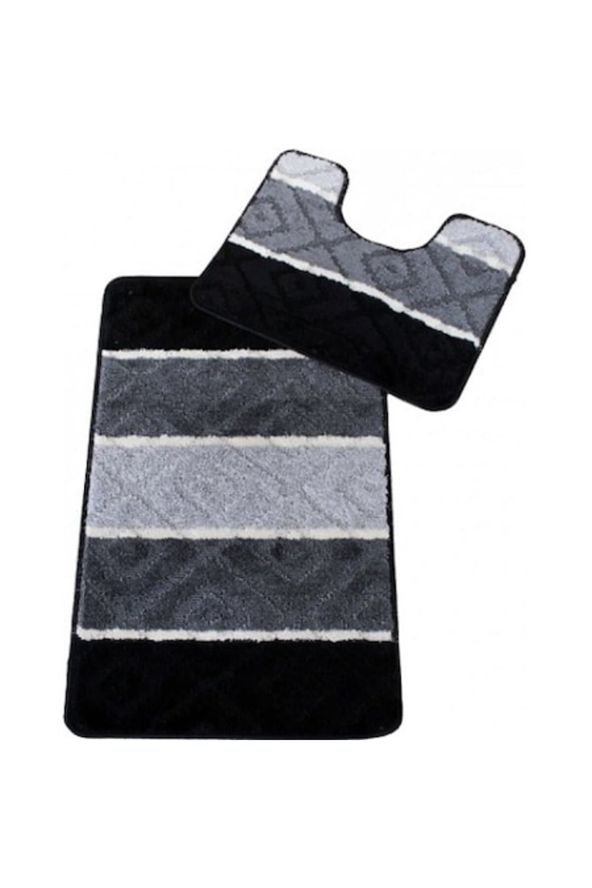 Fotografie produs: Set covorase baie 3 piese alb/gri/negru