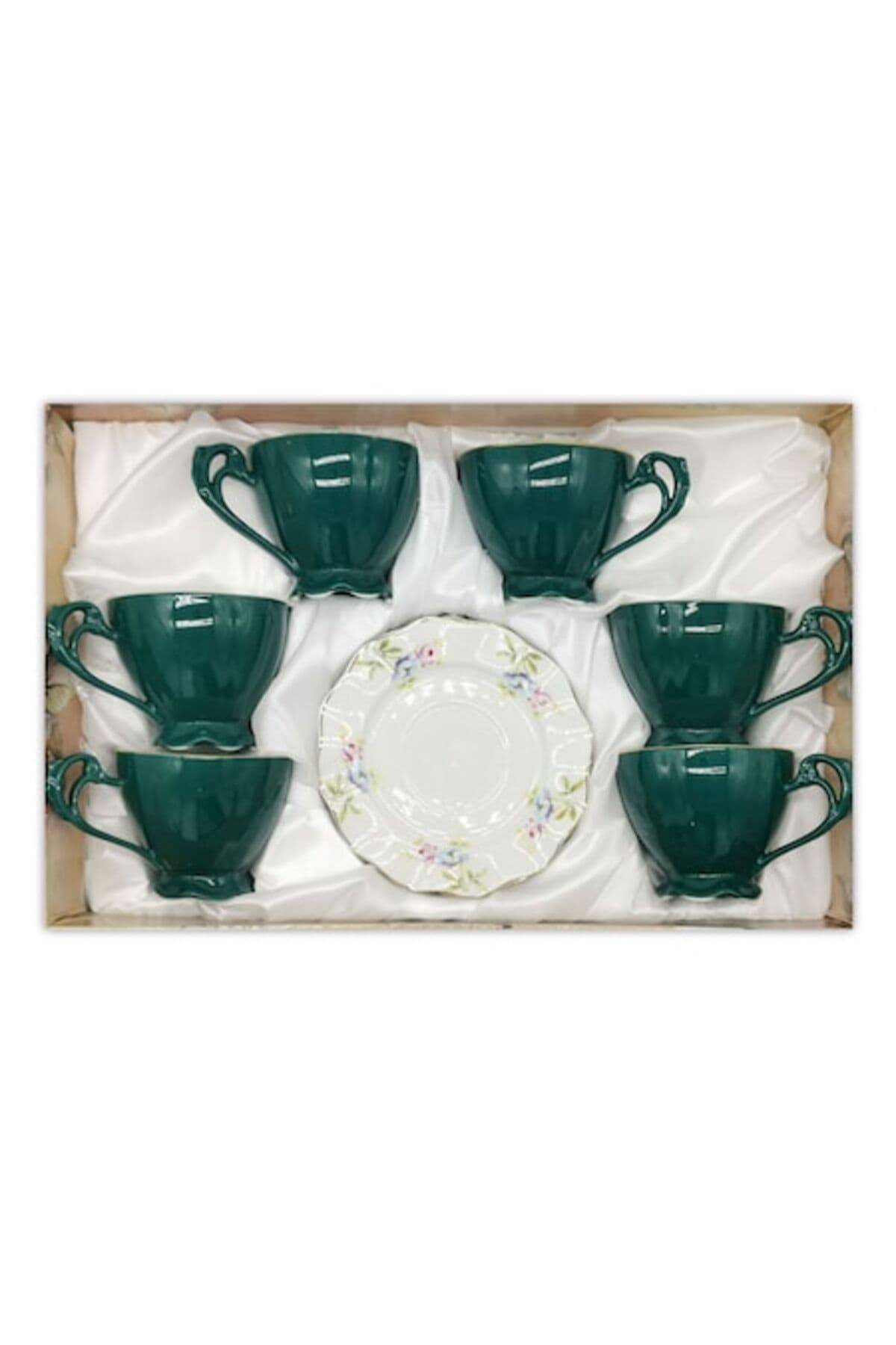 Fotografie produs: Set de 6 cesti cu farfurioare Fleur Green