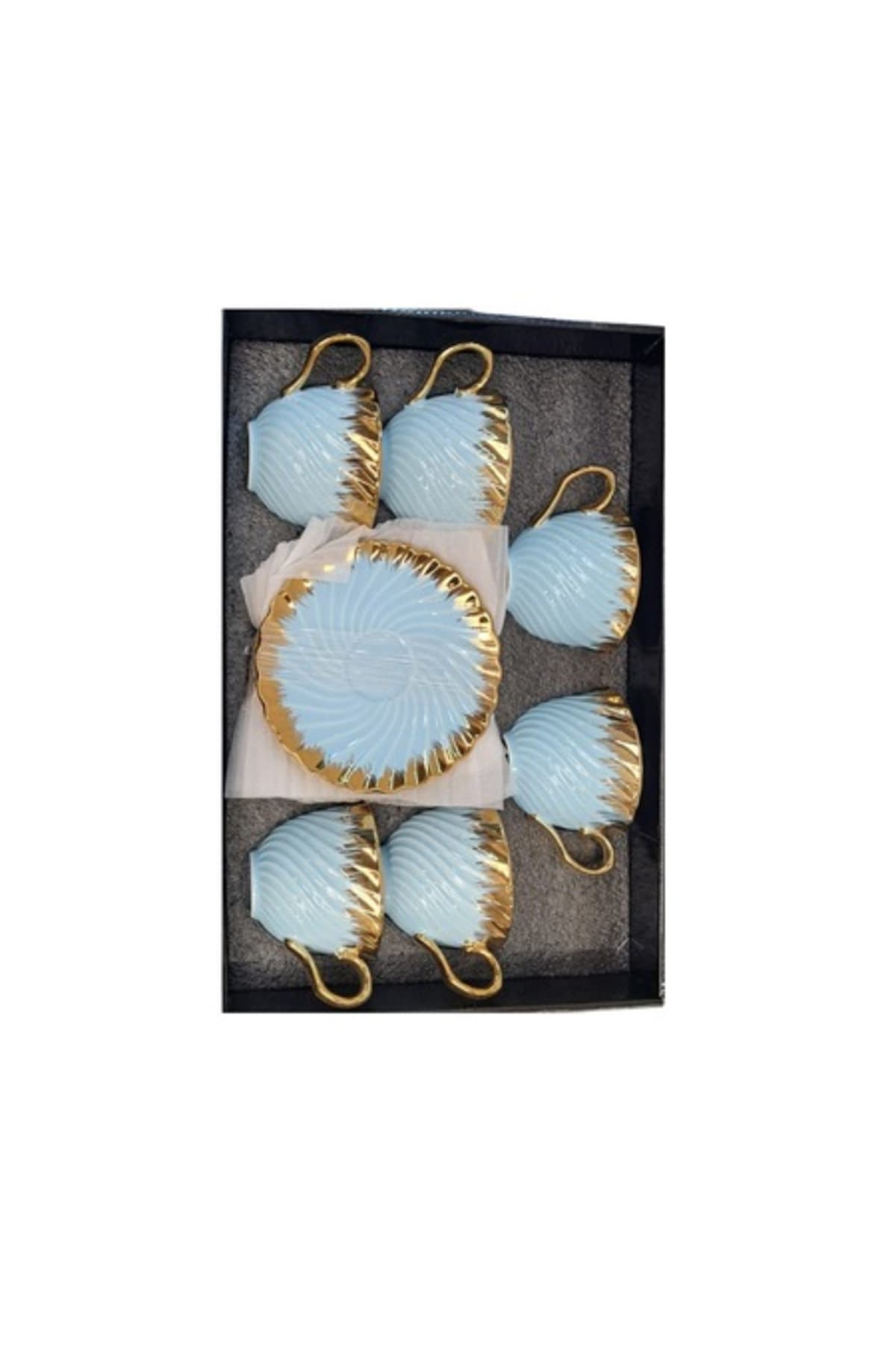 Set de 6 cesti de cafea 175 ml model albastru, auriu - Concept