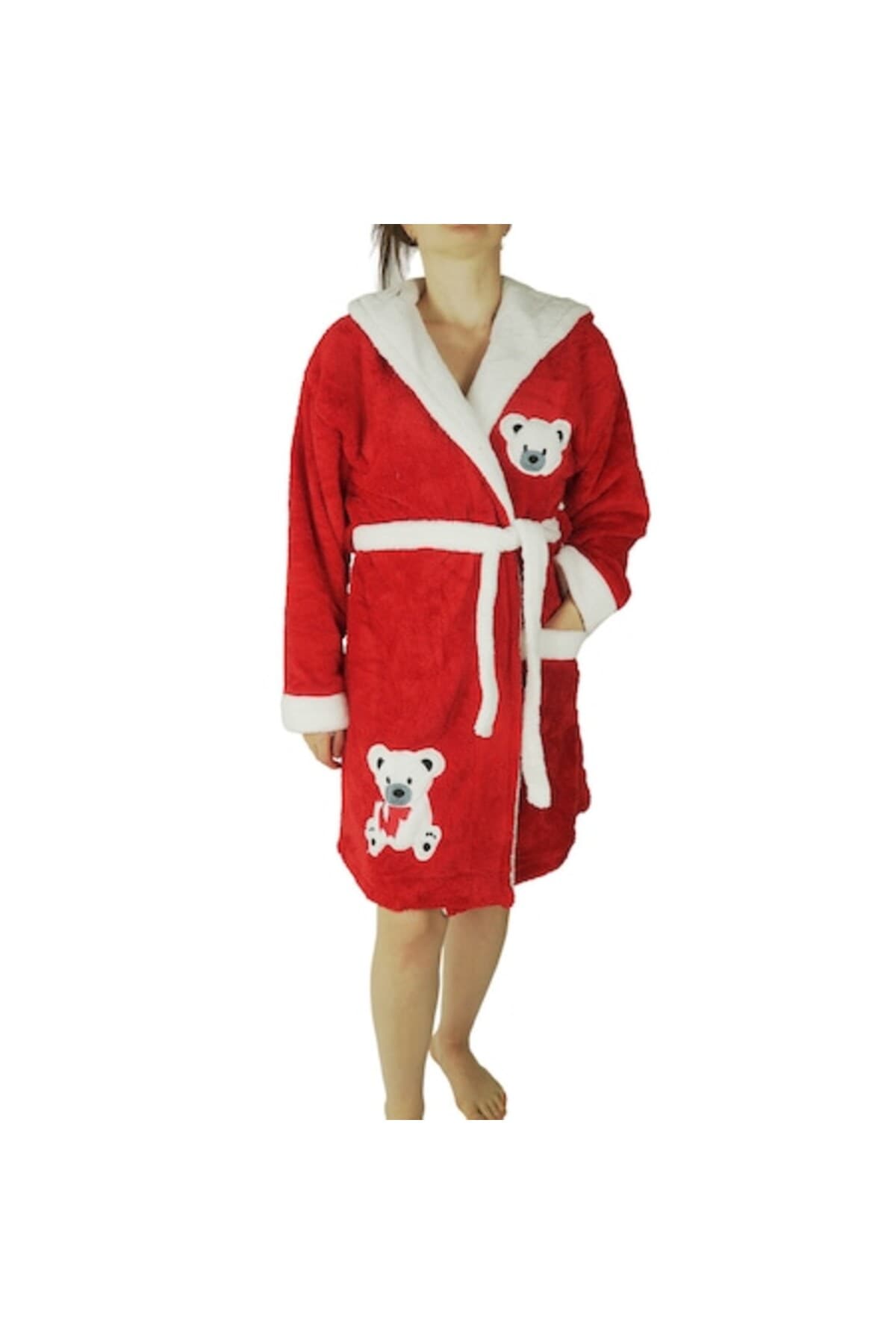 Fotografie produs: Halat baie, dama, Bear Red, buzunar, cocolino, gluga, rosu L