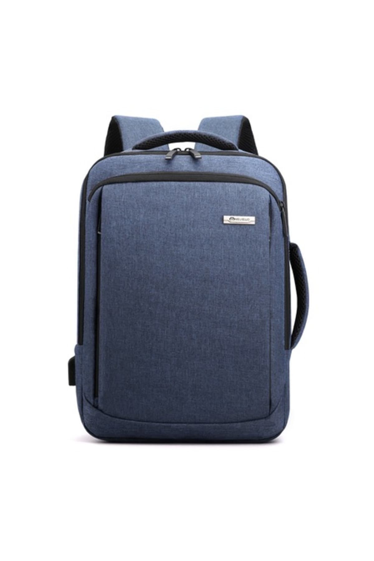 Rucsac multifunctional, RMEGA, poliester/panza, port USB, albastru inchis