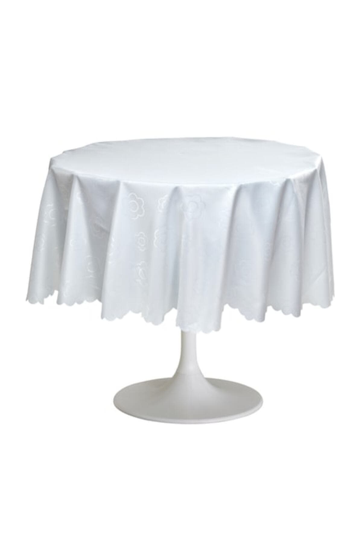 Fotografie produs: Fata de masa Jacquard, anti-pete, 100% poliester, diametru 180 cm, alba, model 02 - Alb