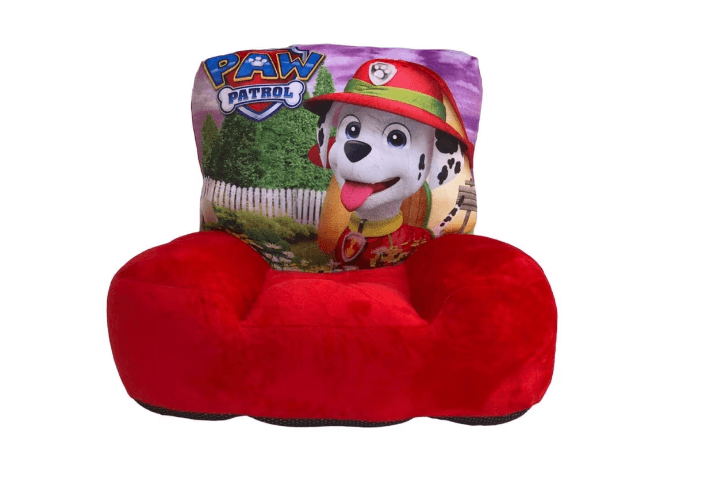 Fotoliu din plus catifelat pentru copii cu spatar 3D, Paw patrol Marshall, 50 cm, Rosu Concept E Efrall