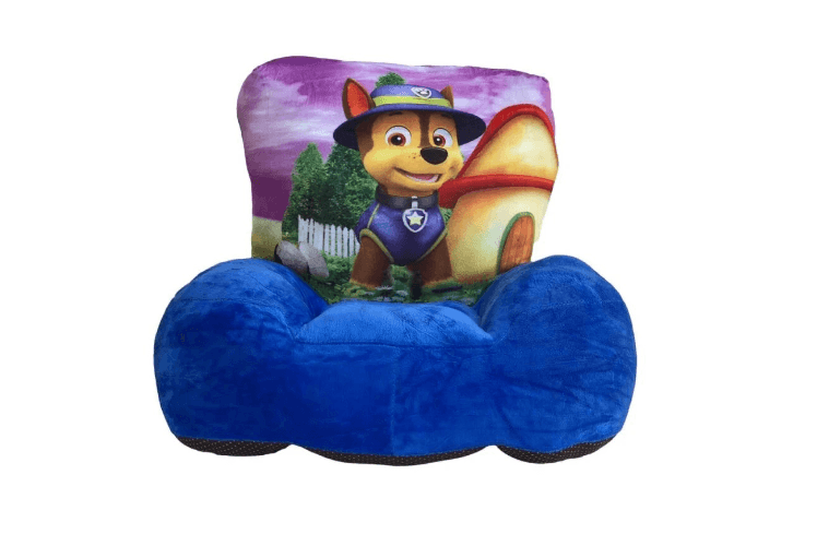 Fotoliu din plus catifelat pentru copii cu spatar 3D, Paw patrol Chase, 50 cm, Albastru Concept E Efrall