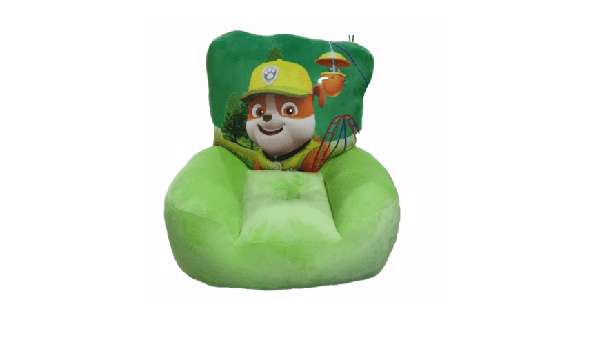 Fotoliu din plus catifelat pentru copii cu spatar 3D, Paw patrol Rubble, 50 cm, verde Concept E Efrall