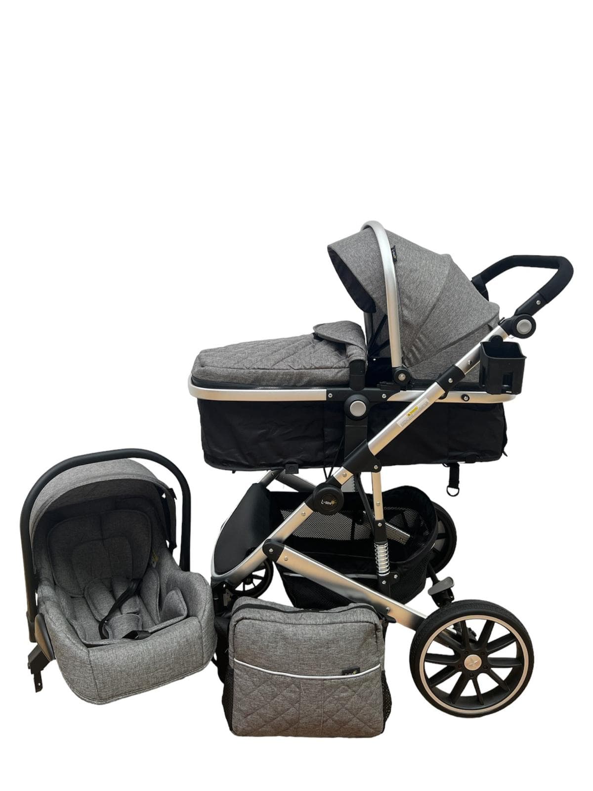 Fotografie produs: Carucior 3 in 1 cu suspensii, Landoul Reversibil, gri 0 - 36 luni-Concept E Efrall - Multicolor